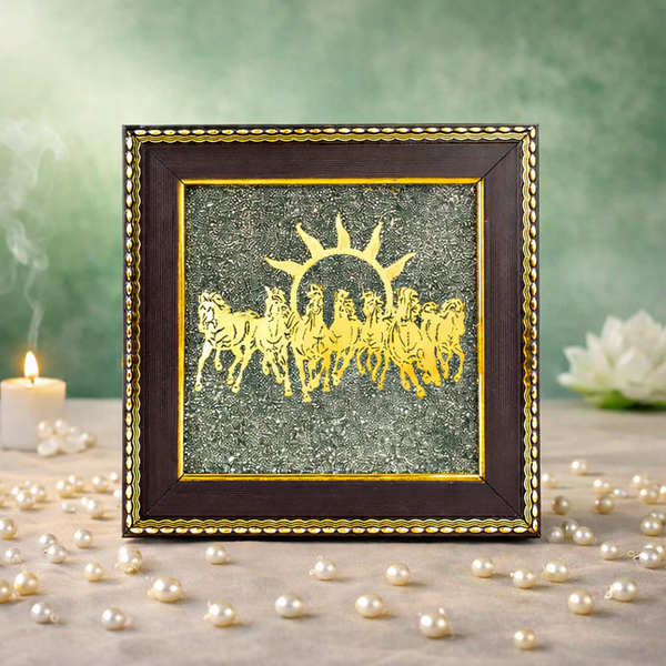 7 Horses on Raw Pyrite Frame