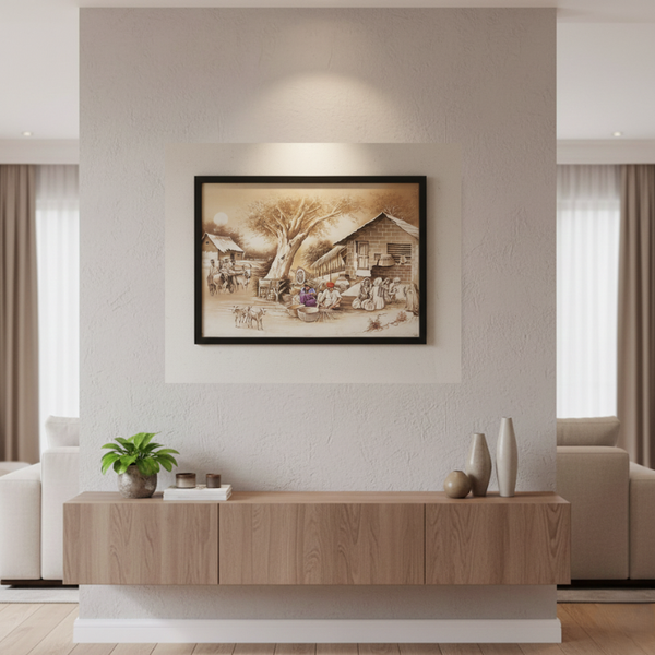 Village Scene Painting (Small)