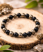 Richie Rich Bracelet with Pyrite & Black Obsidian