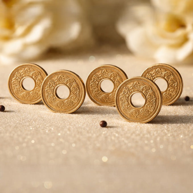 copper coin with hole (set of 5)